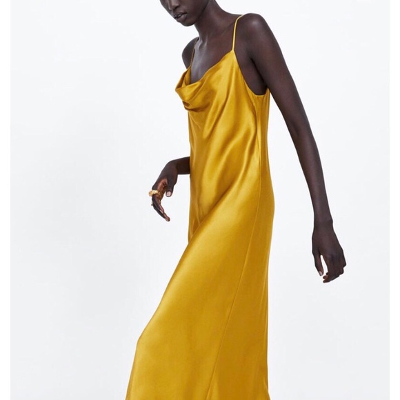 🌟HOST PICK🌟Zara Mustard Yellow Slip Dress - Picture 9 of 10